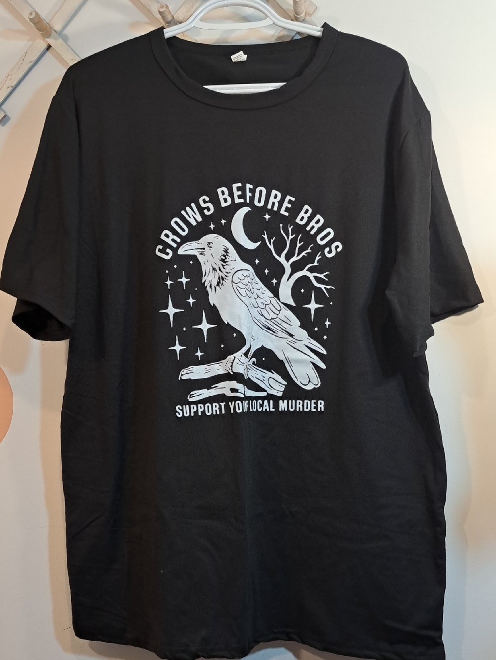 Black Graphic Raven Tee - Crows Before Bros